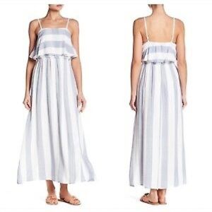 LULUS LINEN BLUE AND WHITE STRIPED MAXI
